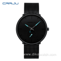 Crrju top brand men's fashion watches luxury quartz watch Casual slim steel mesh sports waterproof watch